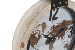 DKD Home Decor Reloj de Pared Mapamundi Marron Negro 4 x 54 x 40 cm (2 Unidades)