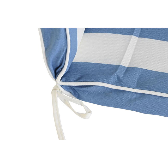 DKD Home Decor Cojín para Silla de Poliéster con Rayas, Azul Celeste y Blanco