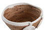 DKD Home Decor Cesta Boho Seagrass y Algodón 29x29x14 cm Natural y Blanco para Centro de Mesa