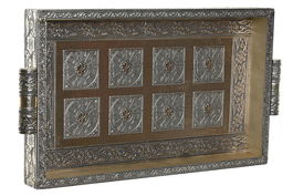 DKD Home Decor Bandeja Indio Champan Metal Madera 22 x 4 x 36 cm
