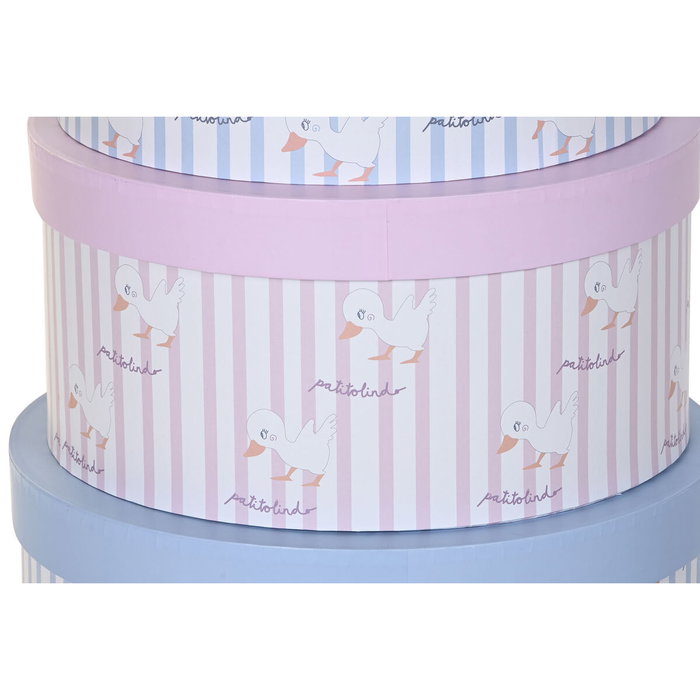 DKD Home Decor Set de 10 Cajas de Cartón Patitos Rosa