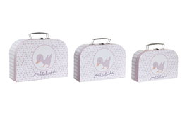 DKD Home Decor Caja Patito lindo 23 Baby Rosa Multicolor 28 x 20 x 9.5 cm Set de 3