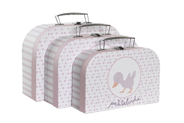 DKD Home Decor Caja Patito lindo 23 Baby Rosa Multicolor 28 x 20 x 9.5 cm Set de 3