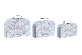 DKD Home Decor Caja Baby Patito Lindo 23 Set de 3 Piezas Azul Multicolor 9.5 x 20 x 28 cm