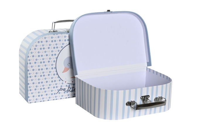 DKD Home Decor Caja Baby Patito Lindo 23 Set de 3 Piezas Azul Multicolor 9.5 x 20 x 28 cm