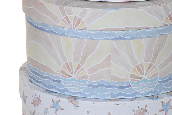 DKD Home Decor Playa 23 Caja Infantil Multicolor Carton Redonda 37.5 x 37.5 x 18 cm Set de 10 DKD Home Decor Playa 23 Caja Infantil Multicolor Carton Redonda 37.5 x 37.5 x 18 cm Set de 10