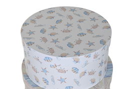 DKD Home Decor Playa 23 Caja Infantil Multicolor Carton Redonda 37.5 x 37.5 x 18 cm Set de 10