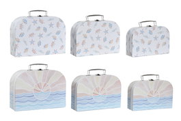 DKD Home Decor Set de 3 Cajas de Cartón y Metal Multicolor PLAYA 23 (Surtido de 2)
