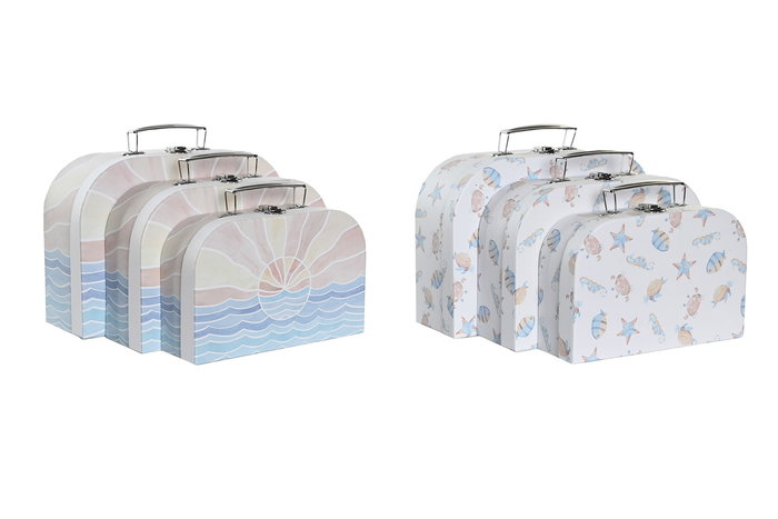 DKD Home Decor Caja Playa 23 Ambiente Kids Multicolor Set 3 Piezas 28 x 9.5 x 20 cm Carton Metal