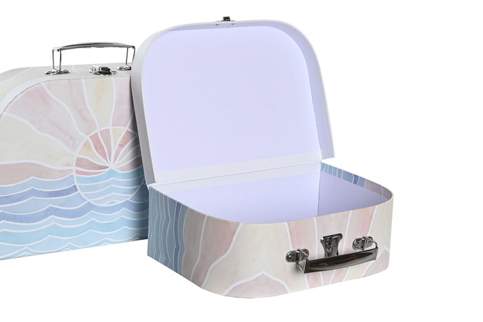 DKD Home Decor Caja Playa 23 Ambiente Kids Multicolor Set 3 Piezas 28 x 9.5 x 20 cm Carton Metal
