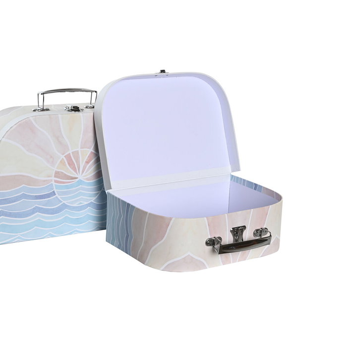 DKD Home Decor Set de 3 Cajas de Cartón y Metal Multicolor PLAYA 23 (Surtido de 2)