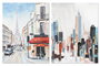DKD Home Decor Cuadro Paris New York Multicolor Lienzo Pino 120 x 90 x 3.7 cm (2 Unidades)