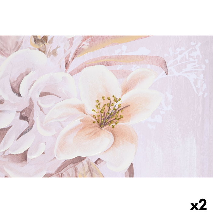 DKD Home Decor Cuadro Lienzo Florero Set de 2 Unidades Beige