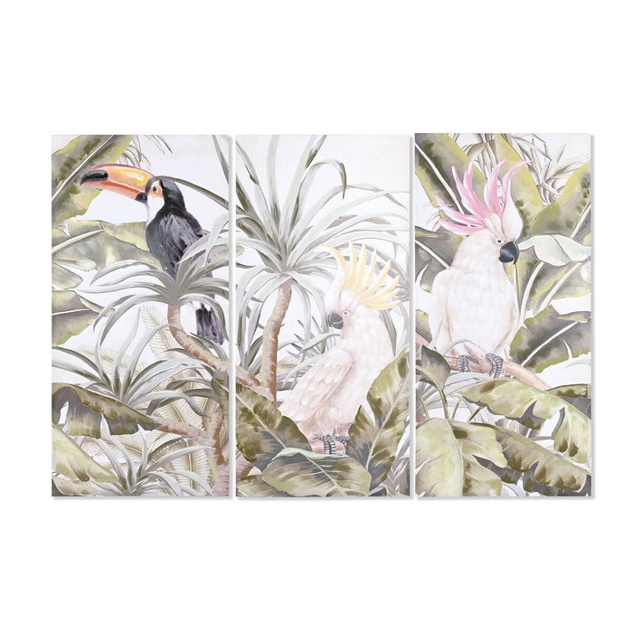 DKD Home Decor Set de 3 Cuadros sobre Lienzo Abeto Tropical 90x3x190 cm