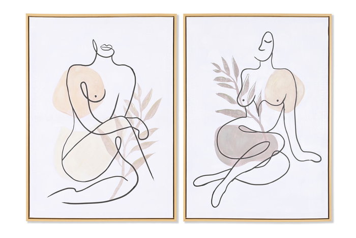 DKD Home Decor Cuadro Mujer Abstracto Estilo Scandi Blanco Beige Lienzo PS 70 x 50 x 3.5 cm (2 Unidades) Hecho a Mano DKD Home Decor Cuadro Mujer Abstracto Estilo Scandi Blanco Beige Lienzo PS 70 x 50 x 3.5 cm (2 Unidades) Hecho a Mano