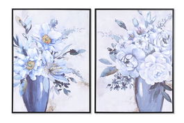 DKD Home Decor Cuadro Tradicional Azul Blanco Lienzo 60 x 80 x 3.5 cm (2 Unidades)