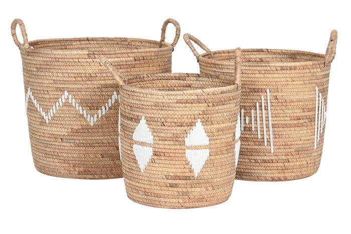 DKD Home Decor Cesta Boho Natural Blanco Seagrass Cuerda 46 x 48 x 46 cm Set de 3 DKD Home Decor Cesta Boho Natural Blanco Seagrass Cuerda 46 x 48 x 46 cm Set de 3