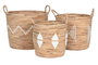 DKD Home Decor Cesta Boho Natural Blanco Seagrass Cuerda 46 x 48 x 46 cm Set de 3
