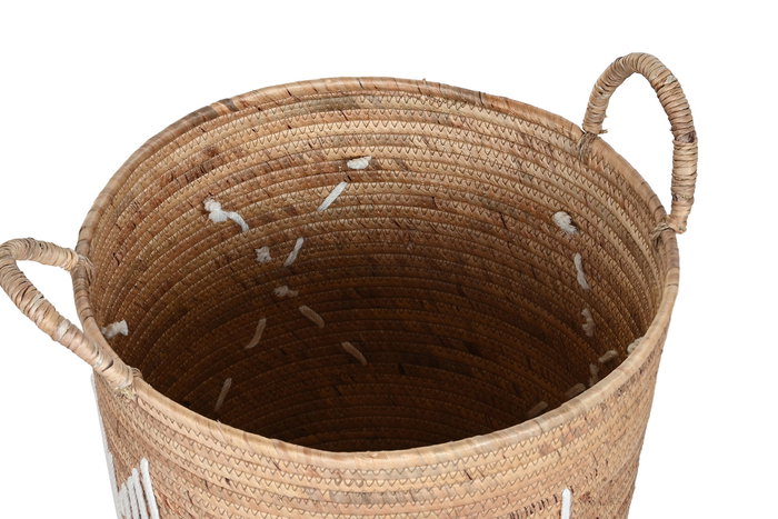 DKD Home Decor Cesta Boho Natural Blanco Seagrass Cuerda 46 x 48 x 46 cm Set de 3