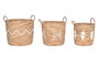 DKD Home Decor Set de 3 Cestas de Seagrass y Cuerda Natural