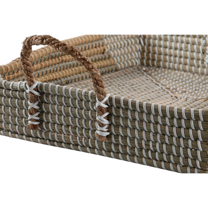 DKD Home Decor Set de 2 Bandejas de Decoración Seagrass Natural y Amarillo DKD Home Decor Set de 2 Bandejas de Decoración Seagrass Natural y Amarillo