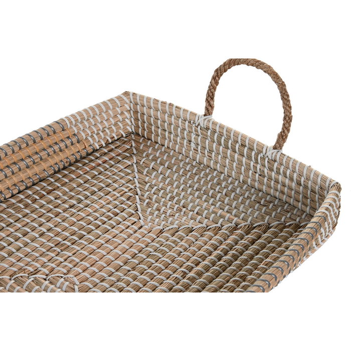 DKD Home Decor Set de 2 Bandejas de Decoración Seagrass Natural y Amarillo DKD Home Decor Set de 2 Bandejas de Decoración Seagrass Natural y Amarillo