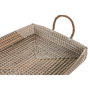 DKD Home Decor Set de 2 Bandejas de Decoración Seagrass Natural y Amarillo