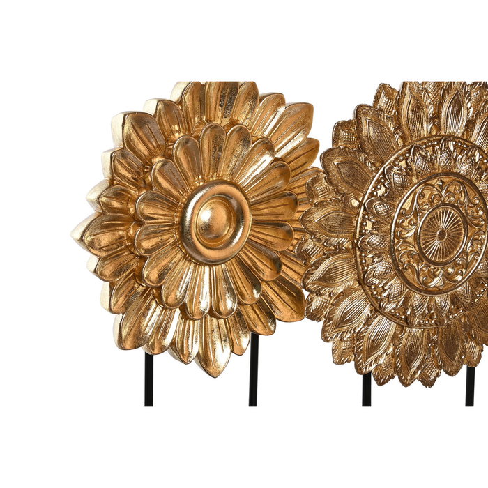 DKD Home Decor Decoración de Círculos en Resina y Metal Dorado y Negro