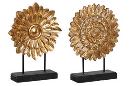 DKD Home Decor Decoración de Círculos en Resina y Metal Dorado y Negro