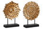 DKD Home Decor Decoración de Círculos en Resina y Metal Dorado y Negro