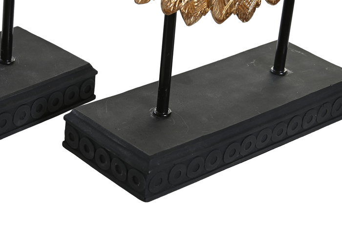 DKD Home Decor Decoración Moderna Dorado Negro Resina Metal 2 Unidades 8 x 34 x 25 cm