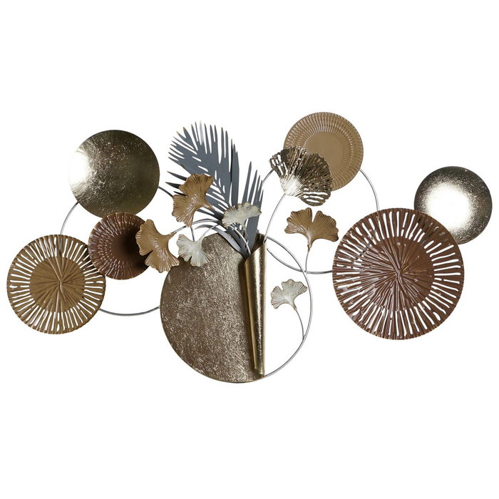 DKD Home Decor Decoración de Pared Metal de Círculos Dorado