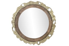 DKD Home Decor Espejo de Aluminio y Mango Dorado 78,5x78,5 cm
