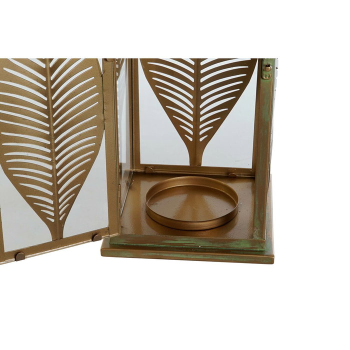DKD Home Decor Farola de Metal con Hojas Dorado
