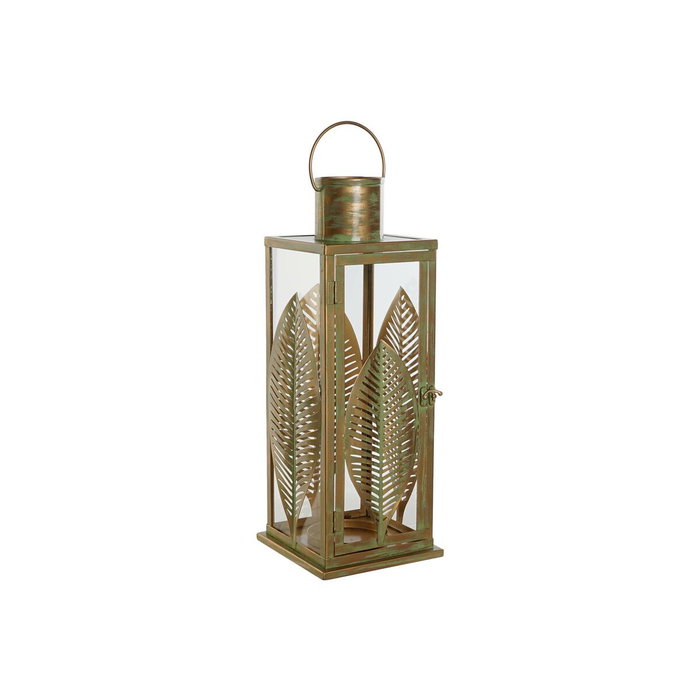 DKD Home Decor Farola de Metal con Hojas Dorado