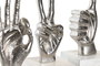 DKD Home Decor Set de 3 Adornos de Manos en Aluminio y Mango Plateado