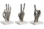 DKD Home Decor Set de 3 Adornos de Manos en Aluminio y Mango Plateado