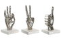 DKD Home Decor Set de 3 Adornos de Manos en Aluminio y Mango Plateado