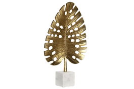 DKD Home Decor Decoración de Hoja en Aluminio y Mármol, Dorado y Blanco