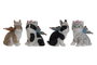 DKD Home Decor Set de 4 Figuras de Resina Conejo y Gato Surtido