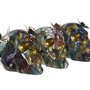 DKD Home Decor Set de 3 Figuras de Calavera en Resina y Metal Multicolor
