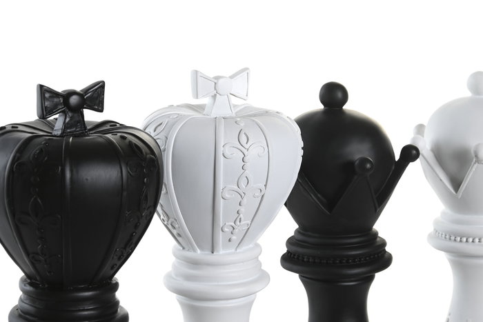 DKD Home Decor Figura de Resina Ajedrez Surtido de 4 Piezas Blanco y Negro DKD Home Decor Figura de Resina Ajedrez Surtido de 4 Piezas Blanco y Negro