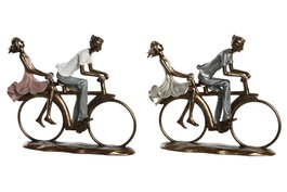 DKD Home Decor Figura de Resina Pareja en Bicicleta Surtido de 2