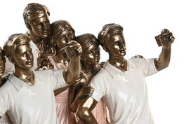 DKD Home Decor Figura Decorativa Resina Rosa Blanco Dorado 10 x 25 x 18 cm (2 Unidades)