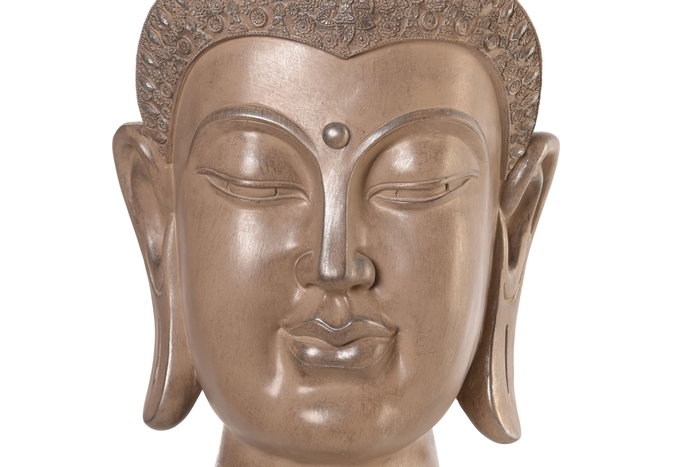 DKD Home Decor Figura de Resina Cabeza de Buda Gris