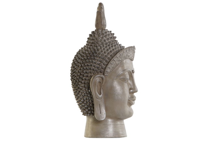 DKD Home Decor Figura de Resina Cabeza de Buda Gris