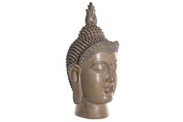 DKD Home Decor Figura de Resina Cabeza de Buda Gris