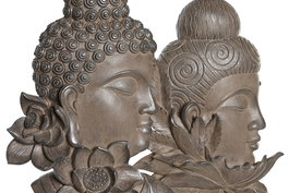 DKD Home Decor Figura Buda Oriental Resina Metal Marron Negro 8 x 42 x 23 cm (2 Unidades)