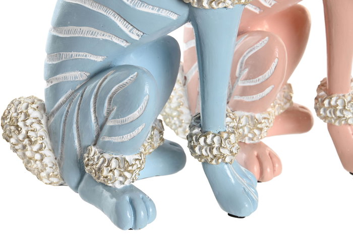 DKD Home Decor Figura Perro Caniche Resina Rosa Azul 10 x 30.5 x 18 cm (2 Unidades)