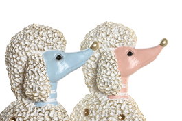 DKD Home Decor Figura Perro Caniche Resina Rosa Azul 10 x 30.5 x 18 cm (2 Unidades)